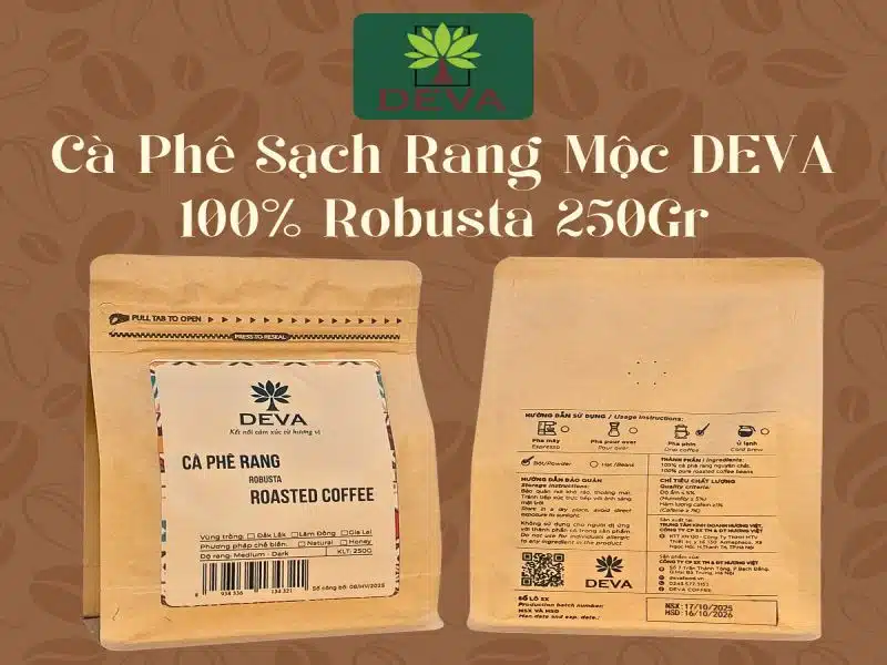 cà phê sạch robusta 250gr nguyên chất 6 cà phê sạch robusta 250gr rang mộc deva