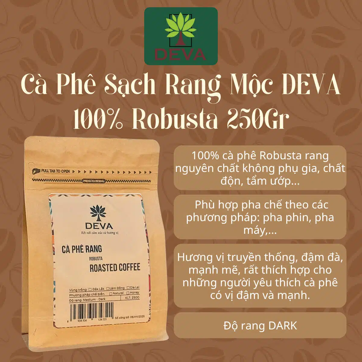 cà phê sạch robusta 250gr nguyên chất 2 cà phê sạch robusta 250gr rang mộc nguyên chất (2)